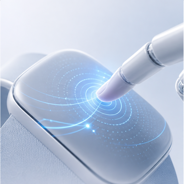 AI 硬件表面响应手指触摸并呈现压力波纹